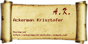 Ackerman Krisztofer névjegykártya